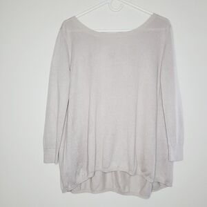 Cortland Park Top Silk Cashmere Beige Women's Medium Feminine Minimalist Chic